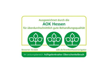 Zertifikat der AOK zum hüftgelenknahem Oberschenkelbruch